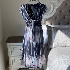 Ted Baker Navy and Pastel Midi Dress